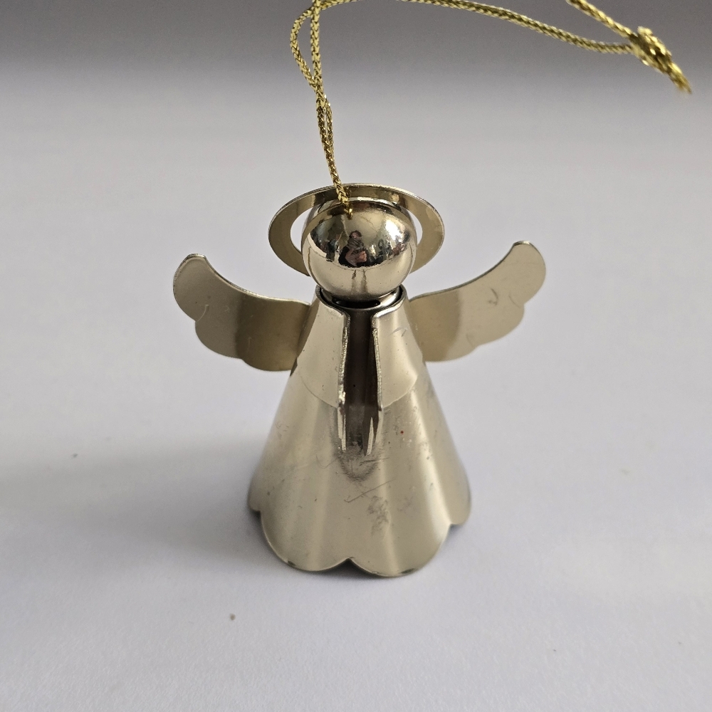 Mini Gold Angel Ornament – Metallic Brass Tone Holiday Decor 2.5"